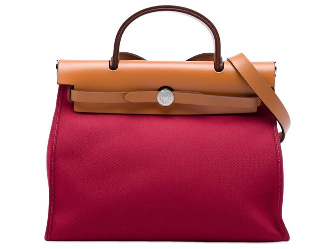 Bolso Hermès Toile Herbag Zip 31 rojo Roja