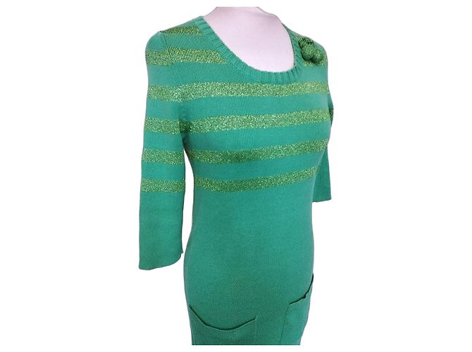 Sonia Rykiel Apfelgrünes Mini Strickkleid