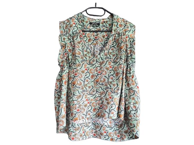 Isabel Marant Top in seta stampato Multicolore Verde