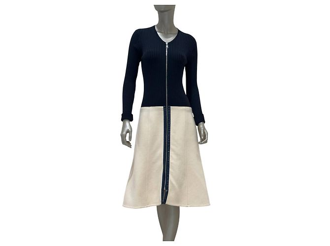 Louis Vuitton Navy & Cream Rippstrick-Kleid, FR 42 gebraucht