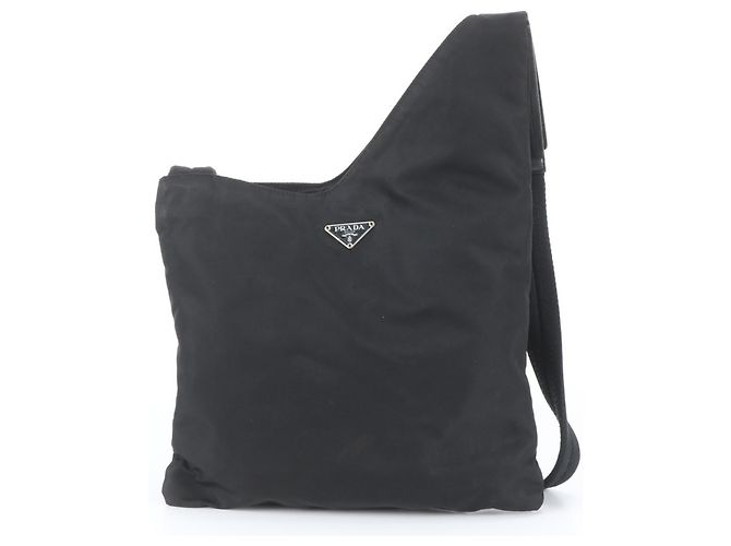 Prada Tessuto Nylon Triangle Logo Shoulder Bag Black