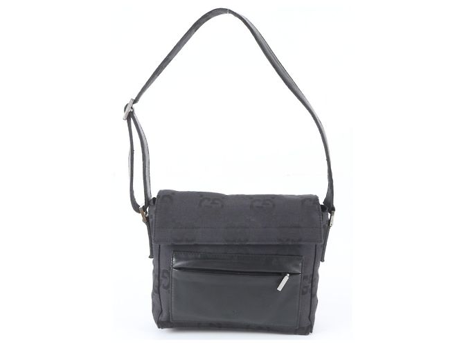 Borsa a tracolla Gucci in tela GG e pelle Nero