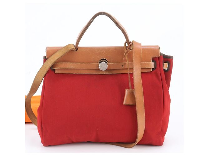 Hermès Hermes Herbag PM 2-Way Tote/Shoulder Bag Brown Red