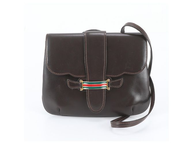 Bolsa de Ombro em Couro Gucci Sherry Line Marrom