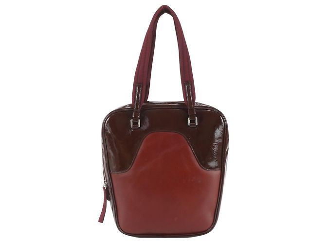Saco Tote Prada em couro vermelho Bordeaux