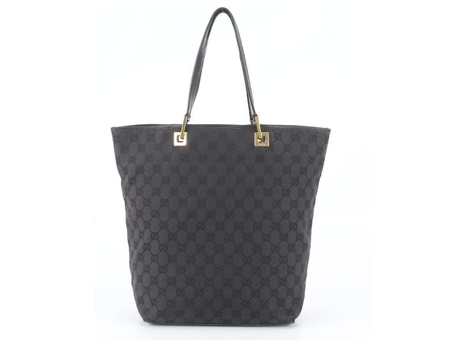 Sac cabas Gucci GG Canvas Leather Noir