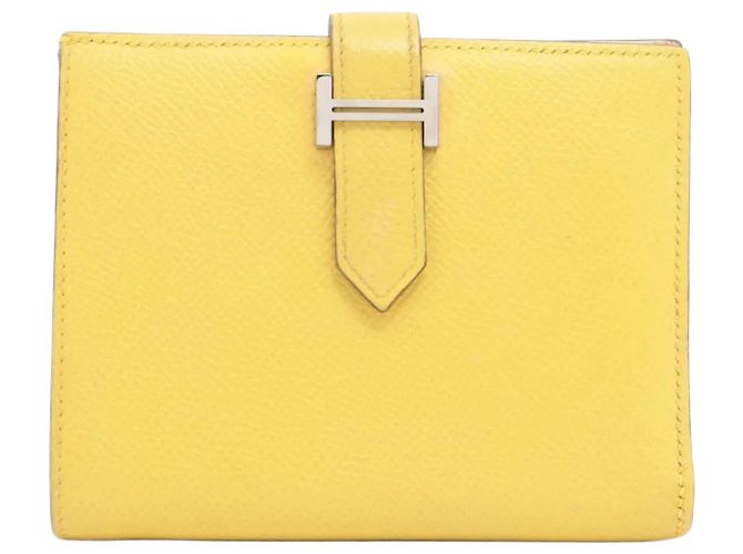 Hermès Hermes Bearn Compact Veau Epsom Leather Bi-fold Wallet Yellow