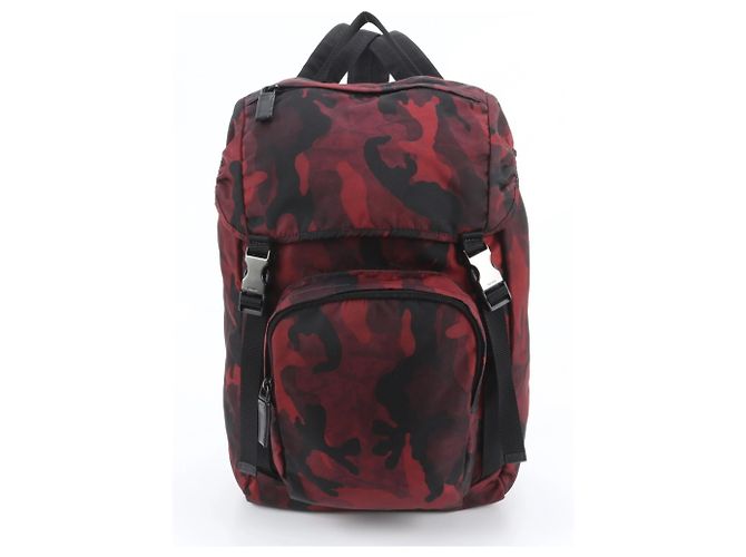 Prada Tessuto Nylon Camouflage Backpack Red