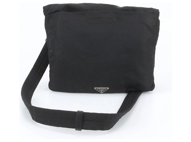 Prada Tessuto Nylon Triangle Logo Shoulder Bag Black