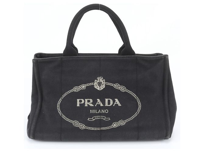 Prada Canapa Tote Bag mit Dreiecks-Logo Schwarz