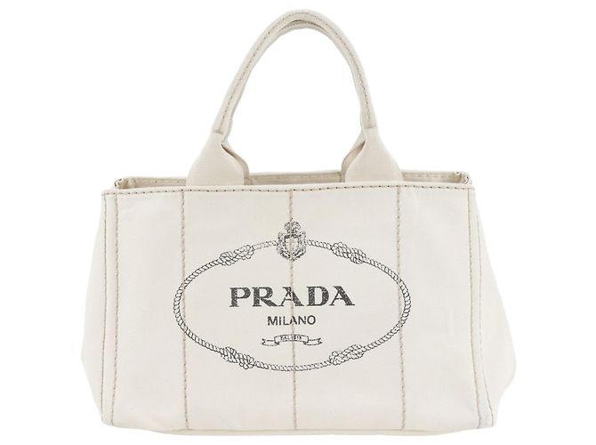 Borsa Tote Prada Canapa con logo triangolare Crudo