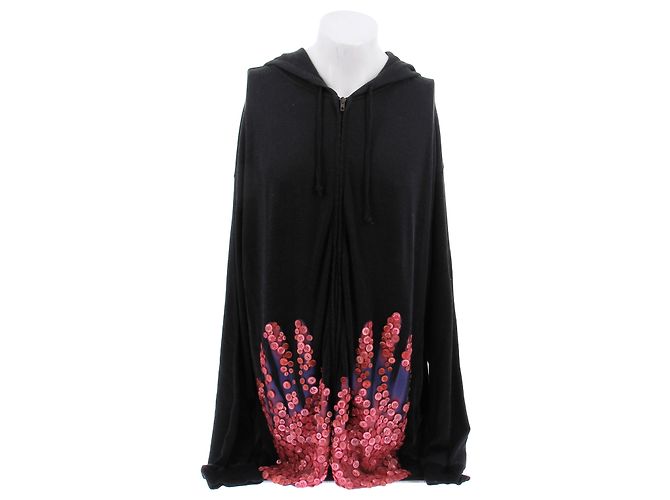 Acne Gilet noir brodé à boutons rouges Black