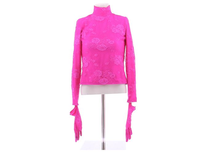 Top in pizzo rosa Balenciaga
