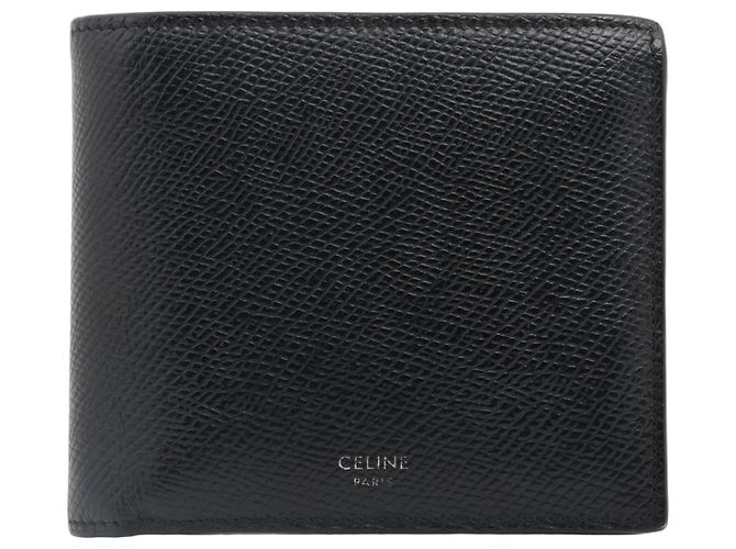 Céline Cartera bi-fold de piel Celine en Black Negro