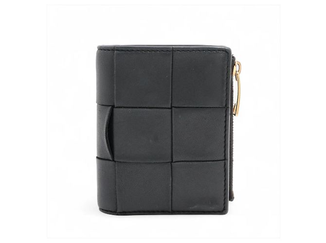 Bottega Veneta Cassette Small Leder Bi-fold Geldbörse Schwarz