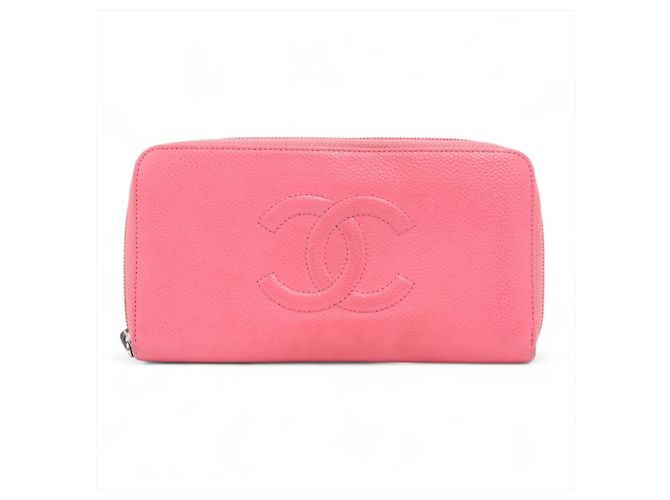 Chanel Pink Leather Long Wallet