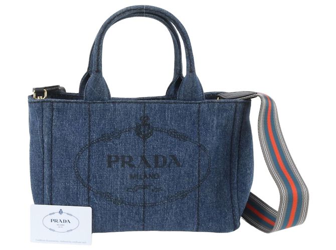 Tote Sac cabas/sac à épaule 2-Way Prada Canapa Triangle Logo Bleu