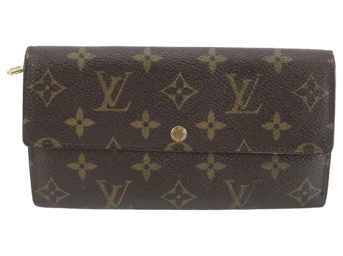 Louis Vuitton Monogram Portefeuille Sarah Long Wallet Brown