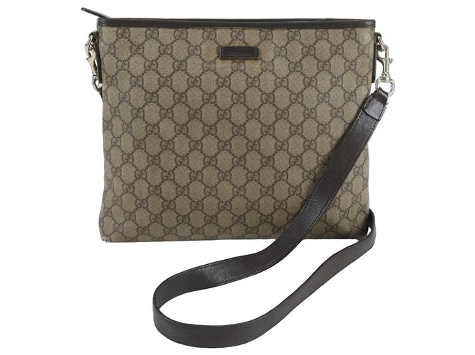 Sac bandoulière et épaule Gucci GG Supreme en cuir Marron Beige