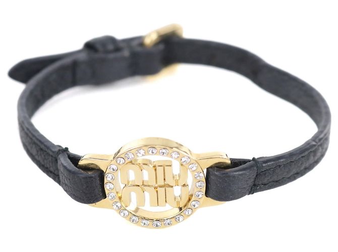 Bracciale con charm in pelle nera Miu Miu Nero