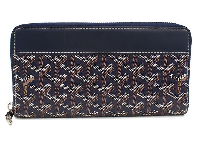 Goyard Matignon GM Wallet in Navy Canvas Navy blue