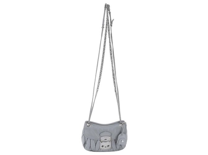 Bolsa Tiracolo com Corrente Miu Miu Matelassé Marrom