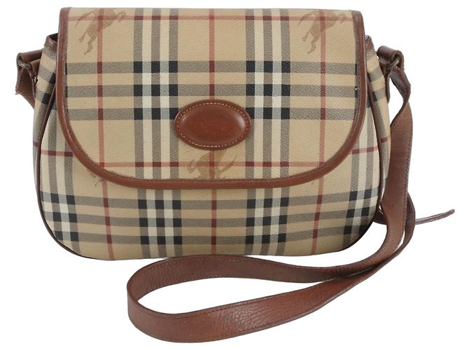Bolsa Tiracolo em Couro Burberry Nova Check Bege