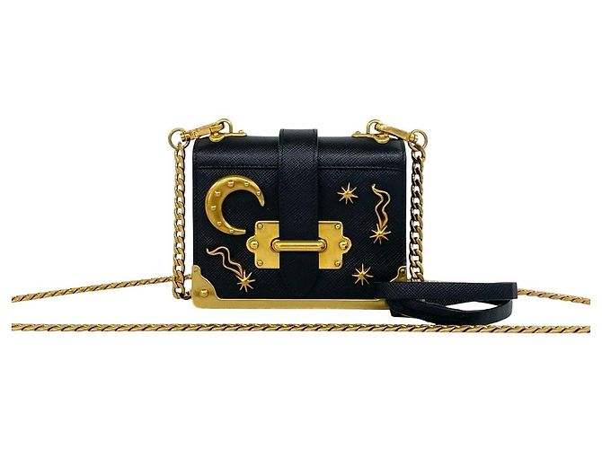 Mini pochette Prada Cahier avec logo clouté Noir
