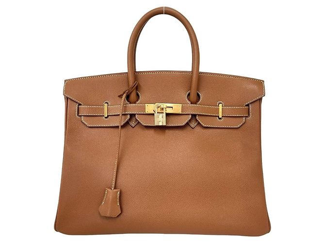 Hermès Bolsa de mão Hermes Birkin 35 em couro Courchevel Marrom