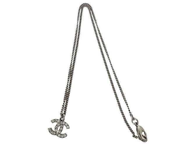 Collana CHANEL Coco Mark in metallo e strass Argento