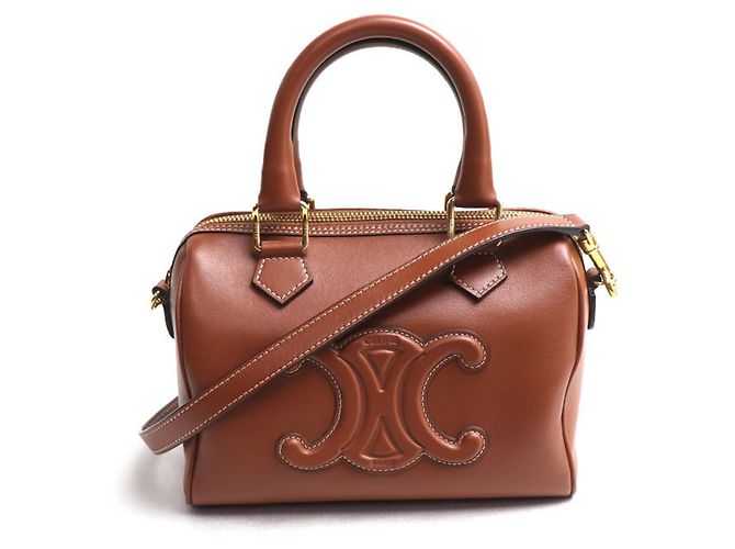 Céline Sac à épaule 2-Way Boston Small Celine Cuir Triomphe Marron