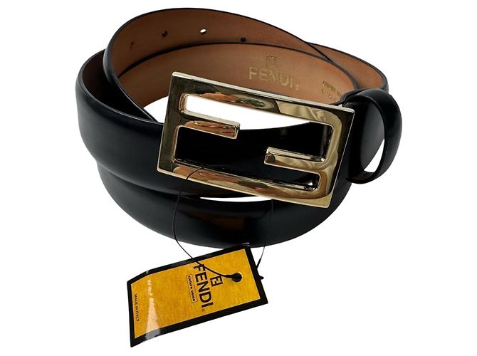 Cinto de couro Fendi com fivela logo FF Marrom Preto