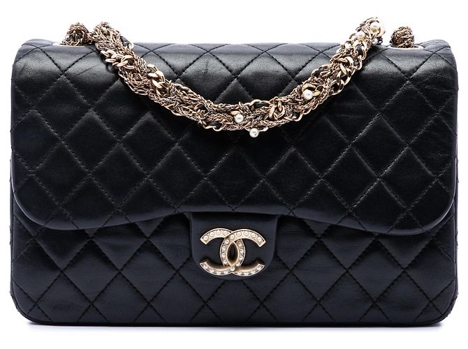 Chanel Black Medium Quilted Lambskin Westminster Pearl Flap Schwarz