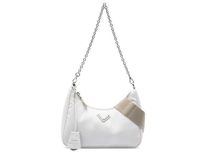 Sac Satchel Prada White Tessuto Re-Edition 2005 Blanc