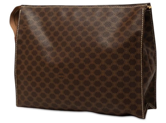 Céline Pochette Celine Brown Macadam Coated Canvas Marron