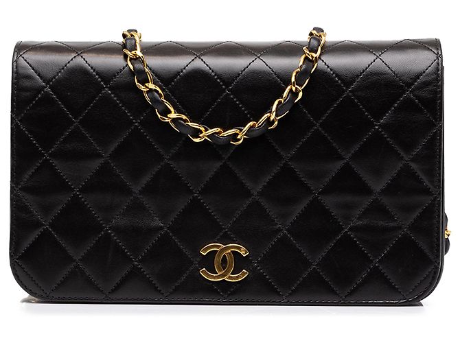 Chanel Black Medium CC Quilted Lambskin Full Flap Nero