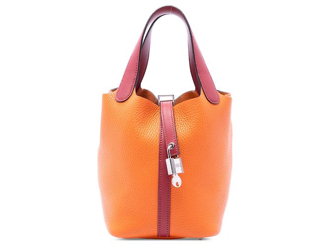 Hermès Orange Bicolor Clemence and Swift Picotin Lock 18