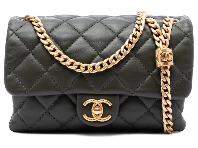 Chanel Brown Small Quilted Lambskin Pillow Crush Flap