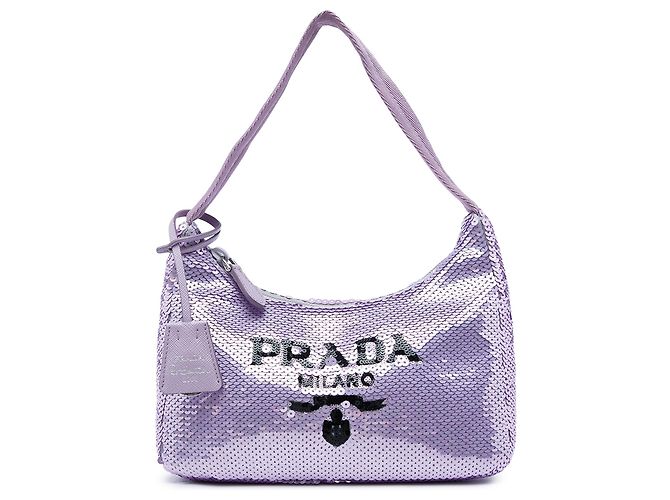 Sac à épaule Prada Purple Mini Re Nylon Paillettes Sequin Re Edition 2000 Violet