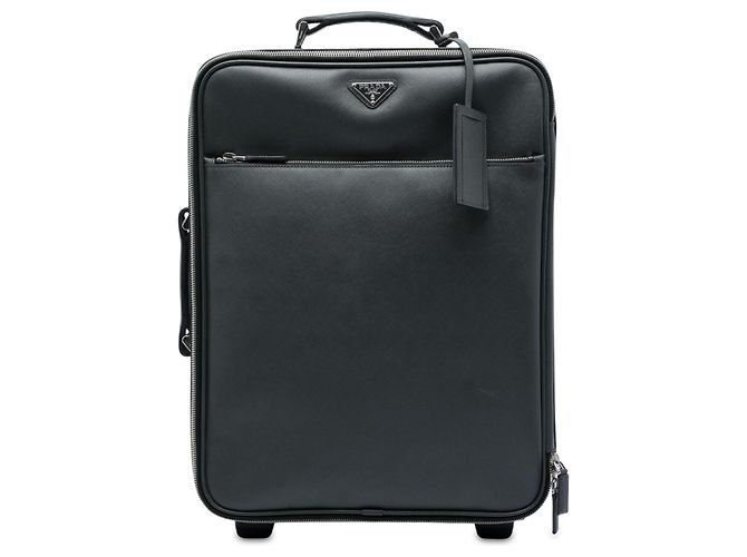 Prada Black Saffiano Rolling Trolley Suitcase