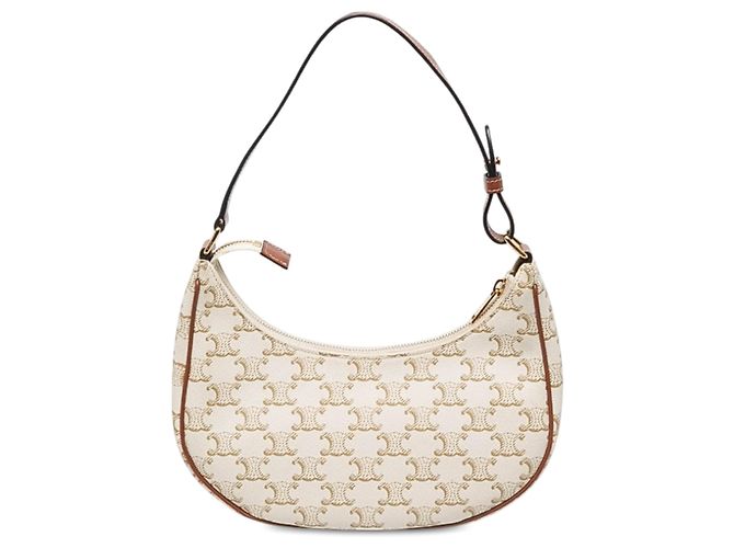 Céline Celine Ava Schultertasche aus beschichtetem Canvas Triomphe weiß Medium