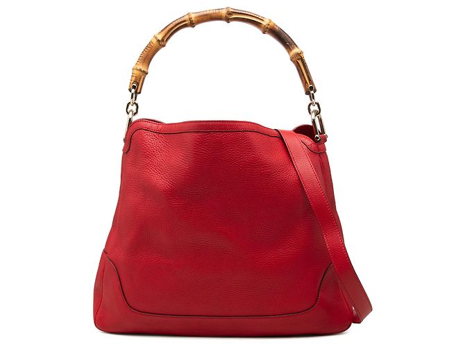 Gucci Diana Satchel aus rotem Kalbsleder mit Bambusgriff