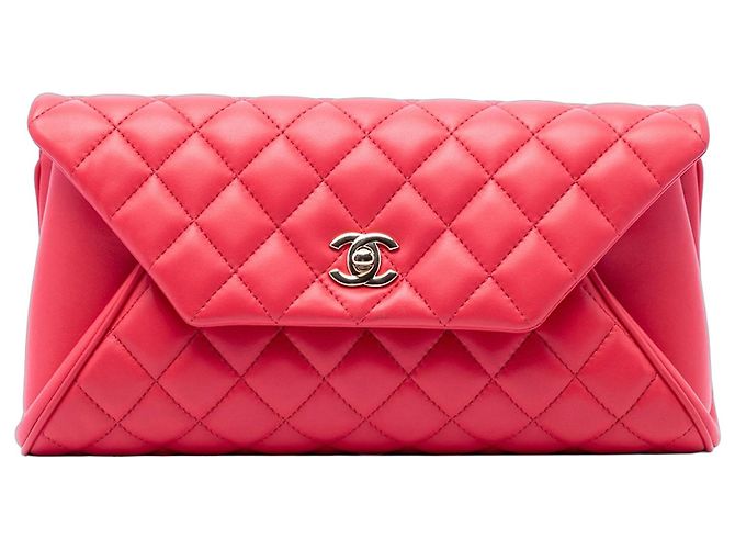 Chanel Pink Quilted Lambskin Fold Up Again Clutch