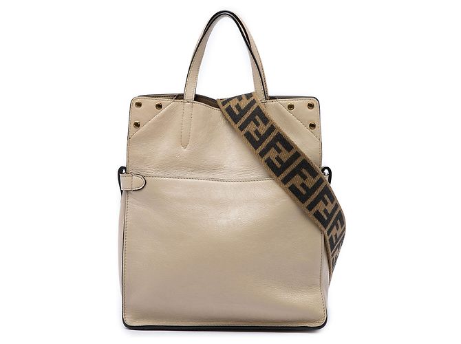Bolsa Satchel Fendi Grace em Vitello e Camurça Bege