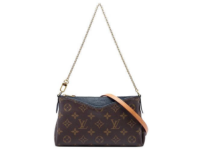 Clutch Louis Vuitton Pallas Monogram Brown Azul marinho