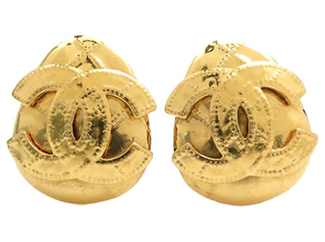 Boucles d'oreilles clips Chanel Gold CC Logo plaqué or Doré