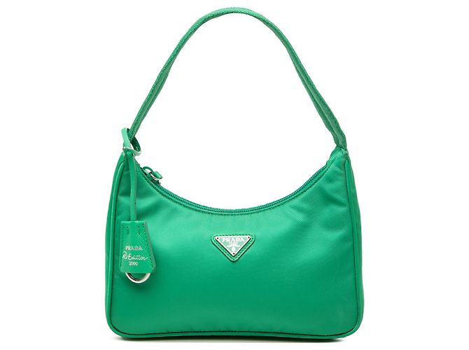 Bolso de hombro Prada Mini Tessuto Re Edition 2000 Verde