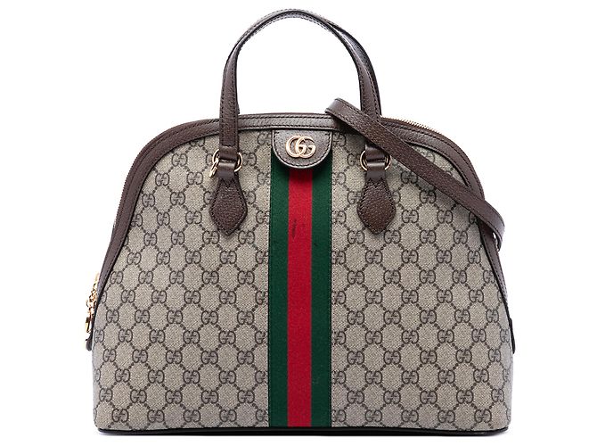 Gucci Beige Medium GG Supreme Ophidia Web Satchel