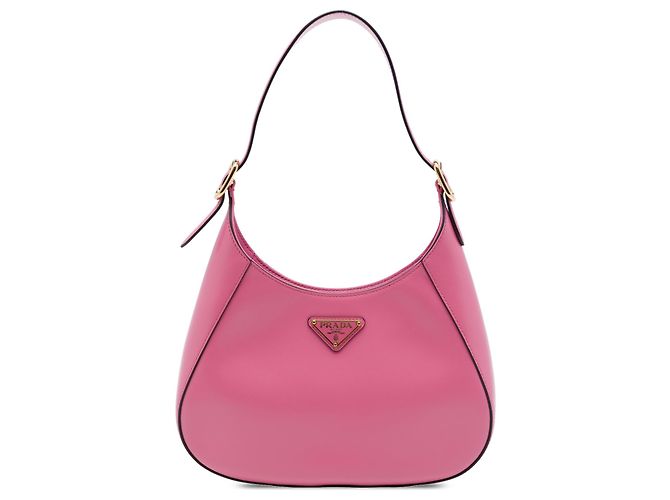 Bolsa de Ombro Cleo Prada em Couro Spazzolato Rosa