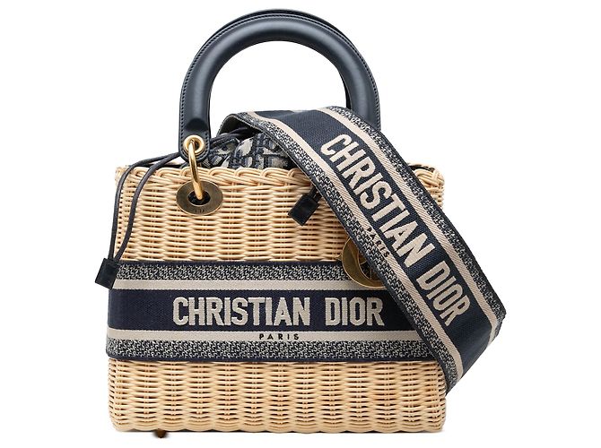 Dior Brown Medium Wicker Oblique Lady Dior Marrom Castanho claro